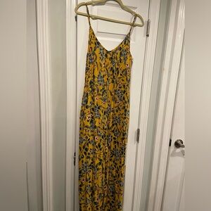 Buenos Ninos Tropical Floral Jumpsuit Red Cropped Wide Leg Spaghetti Strap